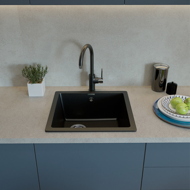 Мойка кухонная RIVELATO BERKANA BK-45 (белый/brina/иней)