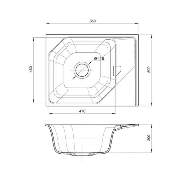 Мойка кухонная RIVELATO LOCUS LS-65 (серый/grigio metallizzato/серый металлик)