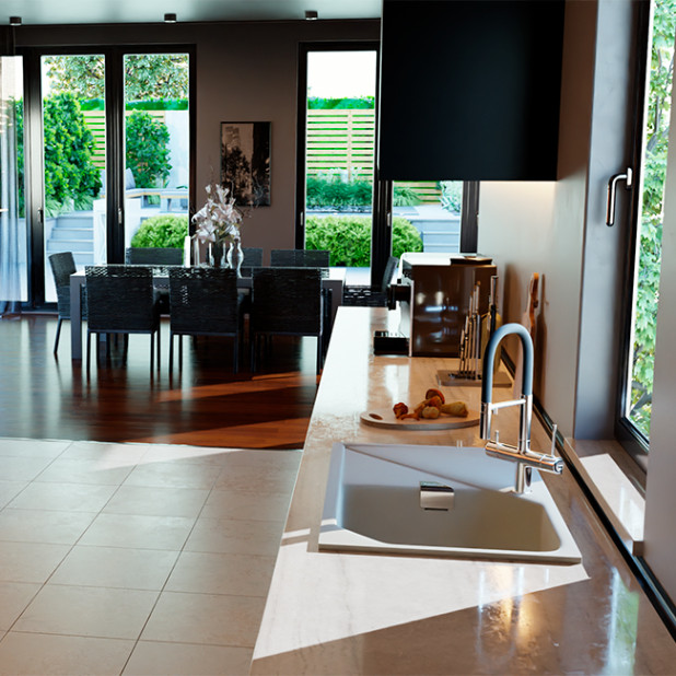 Мойка кухонная RIVELATO LOCUS LS-85 (белый/brina/иней)