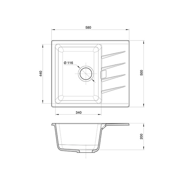 Мойка кухонная RIVELATO RAUM RM-58 (белый/brina/иней)