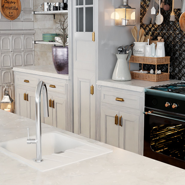 Мойка кухонная RIVELATO RAUM RM-58 (белый/brina/иней)