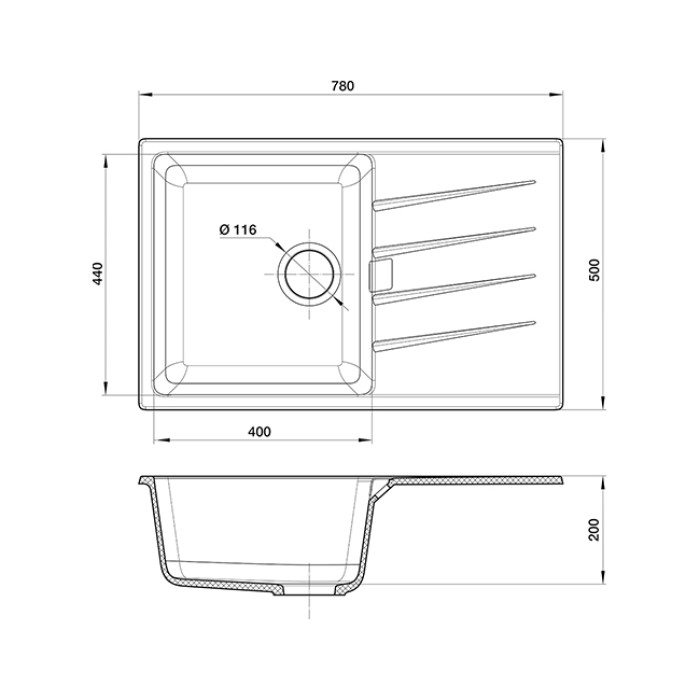 Мойка кухонная RIVELATO RAUM RM-78 (песочный/topazio/топаз)
