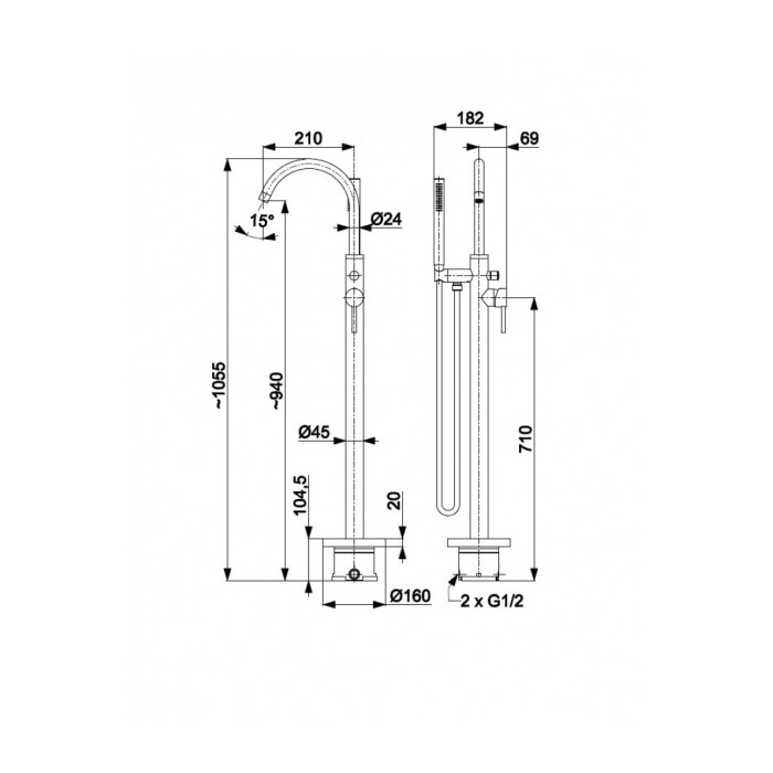 MOZA GOLD KFA Armatura отдельностоящий смеситель для ванны
