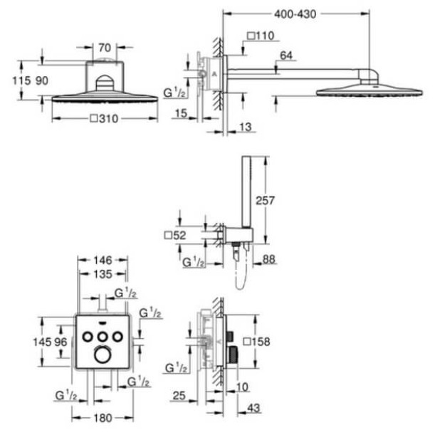 Набор для душа GROHE Grohtherm SmartControl (34706000)