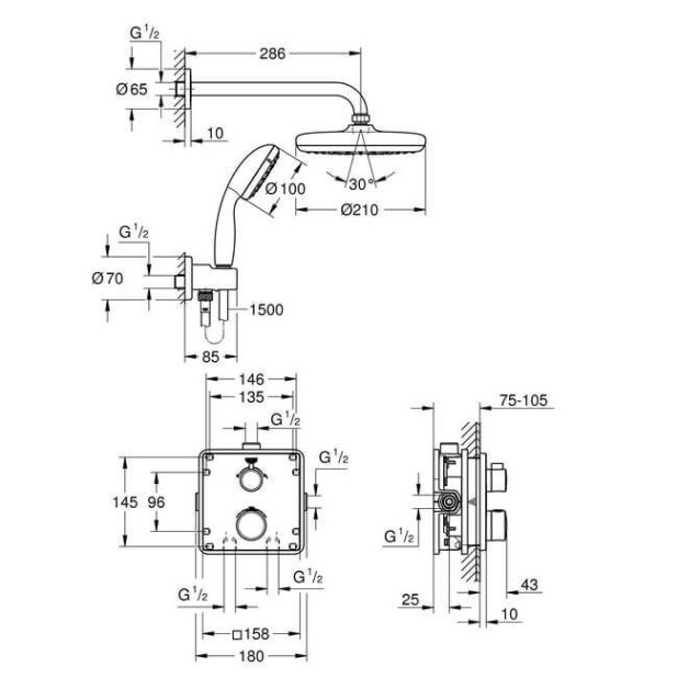 Набор для комплектации душа GROHE Grohtherm (34729000)