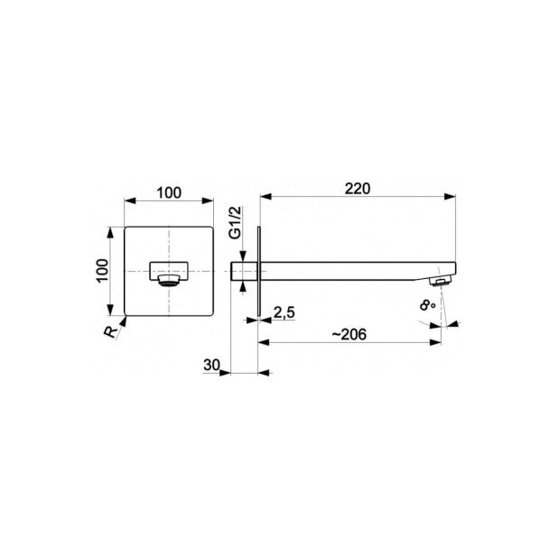 Носик скрытого монтажа Armatura Logon Black 836-005-81
