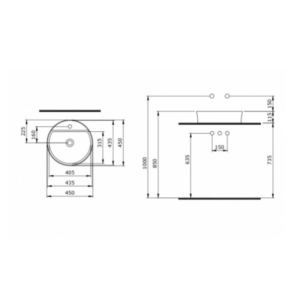 Раковина Bocchi Sottile Slim Line 1599-061-0126, белая 45x45 см