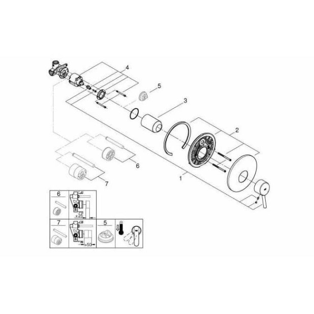 Смеситель для душа GROHE Concetto (внешняя и встраиваемая части), хром (32213001)