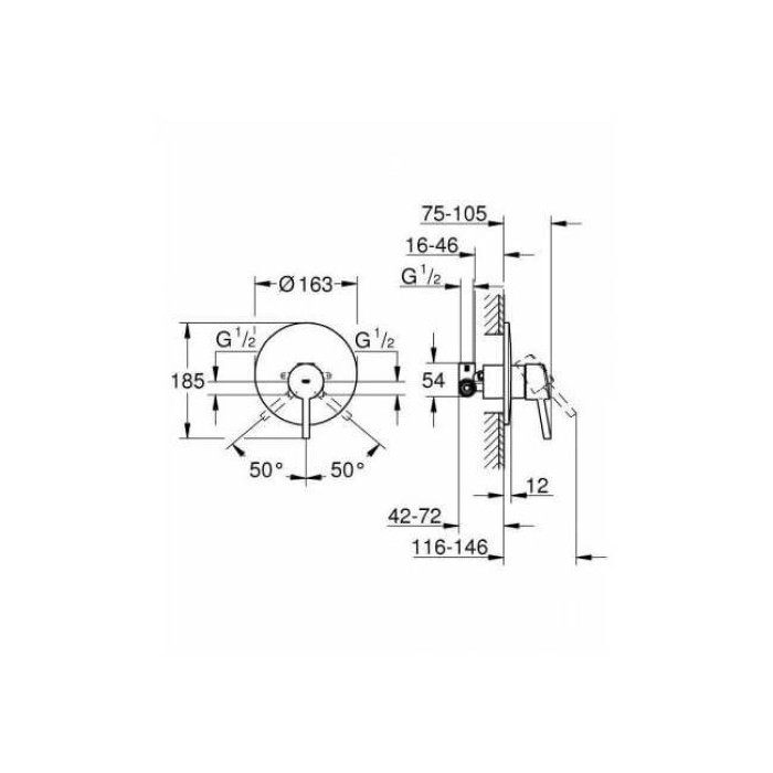 Смеситель для душа GROHE Concetto (внешняя и встраиваемая части), хром (32213001)