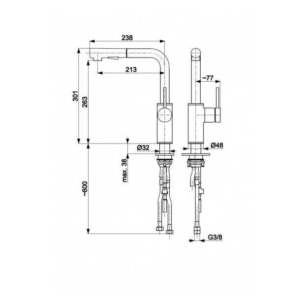 Смеситель для кухни DUERO INOX KFA нержавеющая сталь