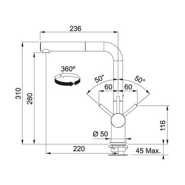 Смеситель для кухни FRANKE Active Plus сахара/выдвижной излив
