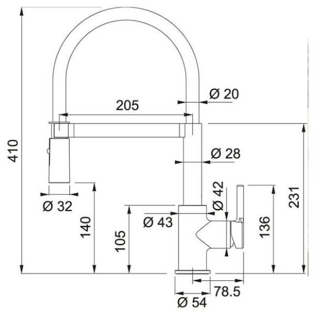 Смеситель для кухни FRANKE Lina Semi-pro,хром/черный