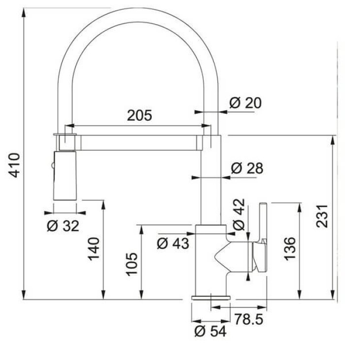 Смеситель для кухни FRANKE Lina Semi-pro,хром/черный