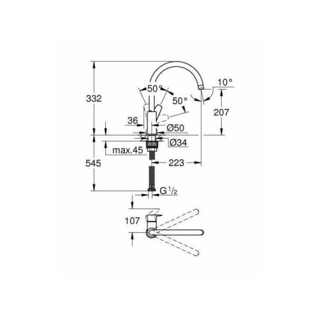 Смеситель для кухни GROHE BauEdge, хром (31233001)