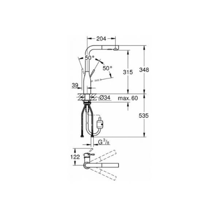 Смеситель для кухни GROHE Essence нержавеющая сталь (30270DC0)