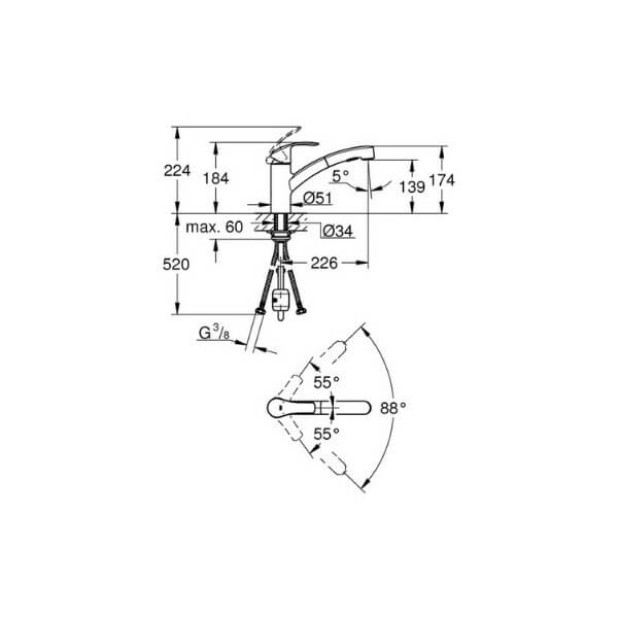 Смеситель для кухни GROHE Eurosmart (30305DC0)