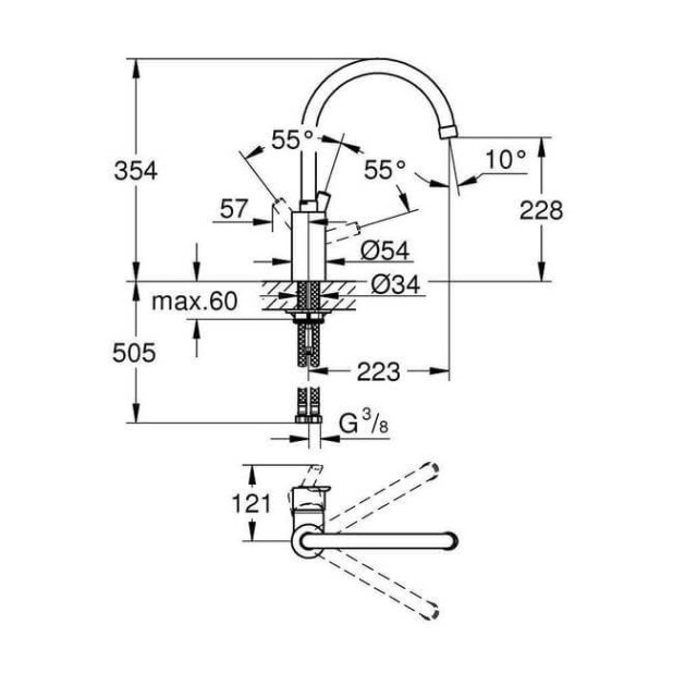 Смеситель для кухни GROHE Feel с высоким изливом (32670DC0)
