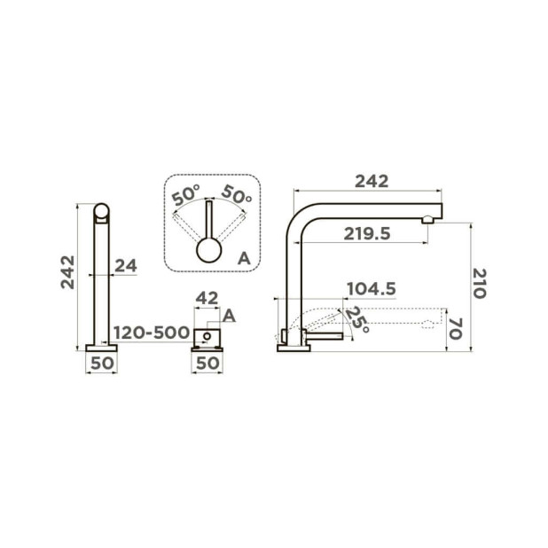 Смеситель для кухни Omoikiri Nara-BN нержавеющая сталь