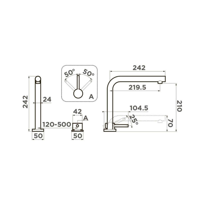 Смеситель для кухни Omoikiri Nara-BN нержавеющая сталь