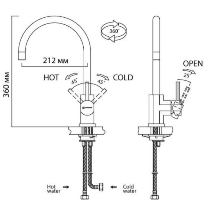 Смеситель для кухни Omoikiri Wakayama-GM вороненая сталь