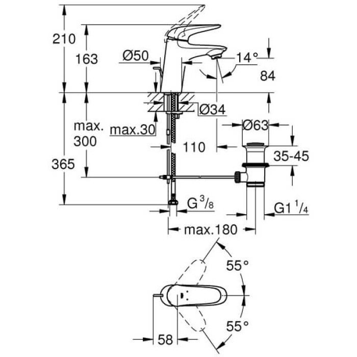 Смеситель для раковины GROHE Eurostyle (23707003)