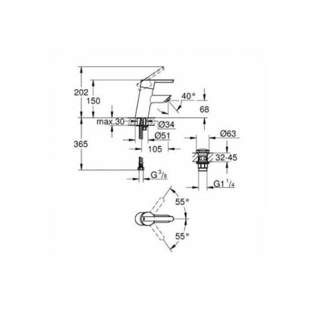 Смеситель для раковины GROHE Feel, S-size, хром (23747000)