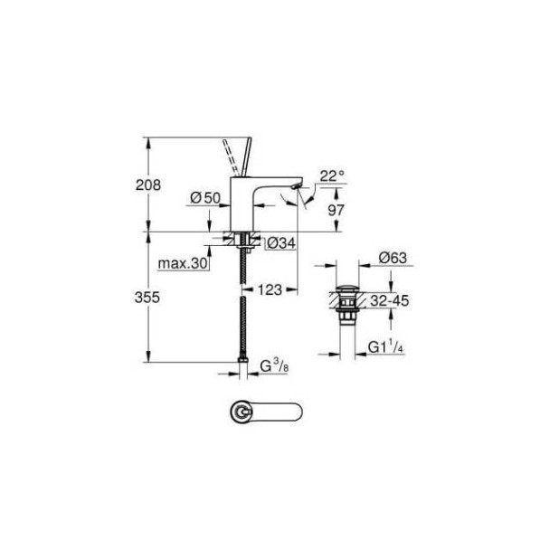 Смеситель для раковины однорычажный GROHE Get Joy, хром (23800000)