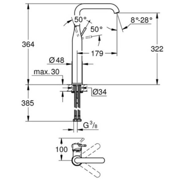 Смеситель для умывальника GROHE Essence New (32901001)