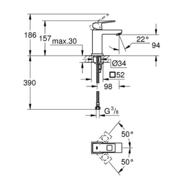 Смеситель для умывальника GROHE Eurocube (23132000)