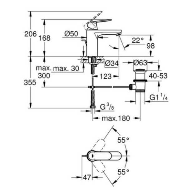 Смеситель для умывальника GROHE Eurosmart Cosmopolitan (23325000)