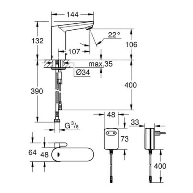 Смеситель для умывальника GROHE Eurosmart Cosmopolitan E (36325001)