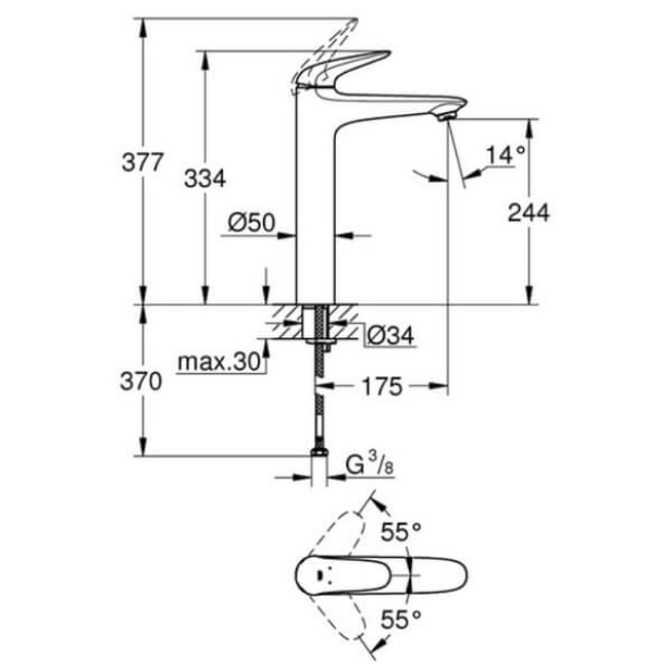 Смеситель для умывальника GROHE Eurostyle (23719003)