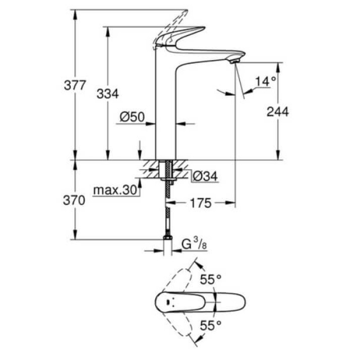 Смеситель для умывальника GROHE Eurostyle (23719003)