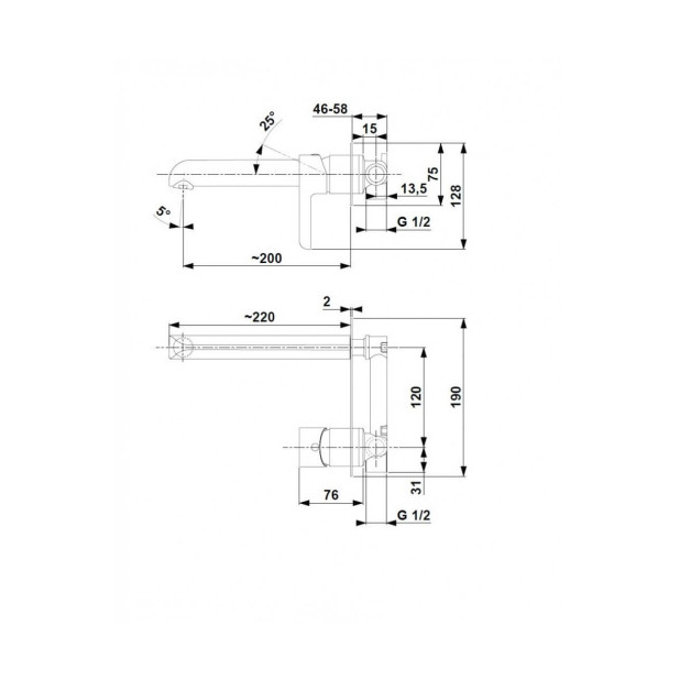 Смеситель для умывальника внутреннего монтажа Angelit (хром) KFA