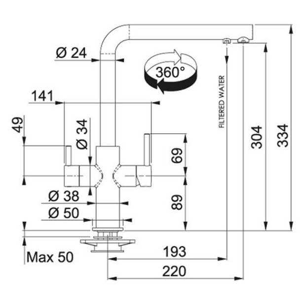 Смеситель FRANKE Neptune Clear Water с фильтрацией, серый (115.0627.653)