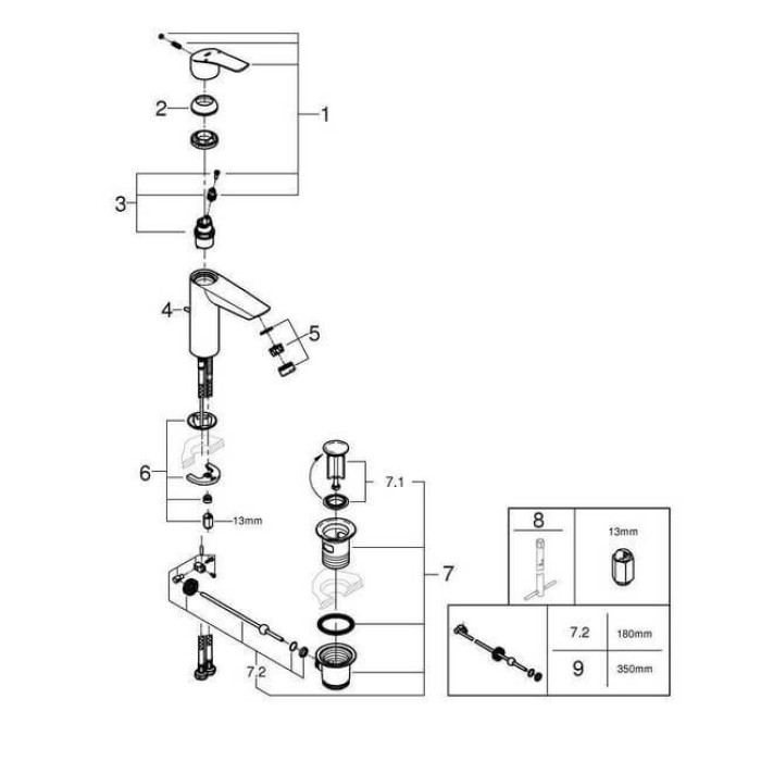 Смеситель GROHE Eurosmart однорычажный для раковины, M-Size (23322003)