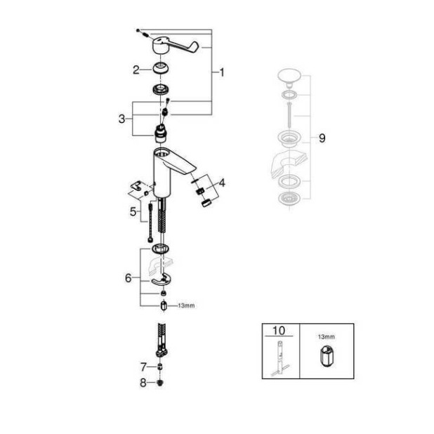 Смеситель GROHE Eurosmart однорычажный для раковины, M-Size (23985003)