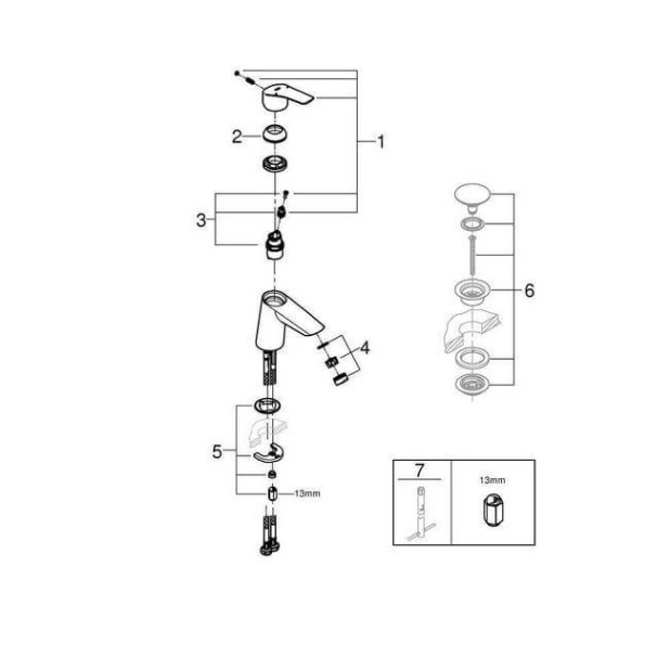 Смеситель GROHE Eurosmart однорычажный для раковины, S-Size (23967003)