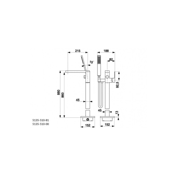 Смеситель Logon chrom KFA для ванны (монтаж в пол)