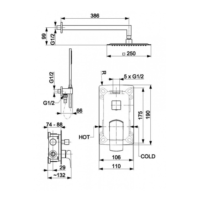 Смеситель встроенный MOKAIT комплект