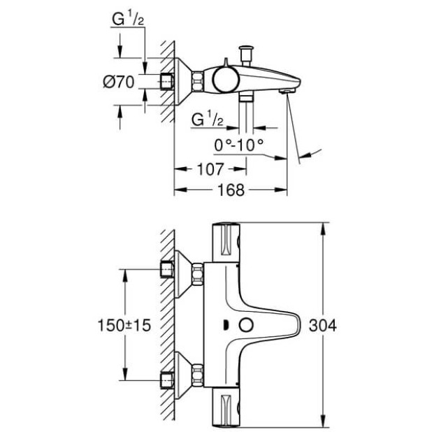 Термостат GROHE GROHTHERM 800 для ванны, DN 15 (34576000)