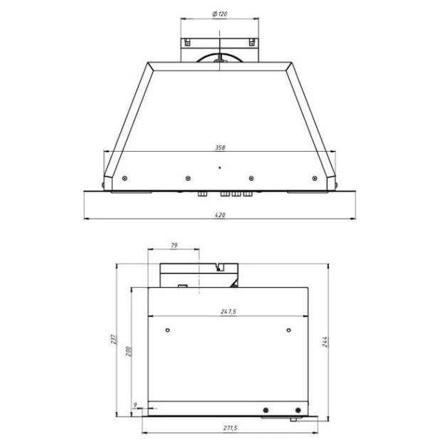 Вытяжка ELIKOR Врезной блок Flat 42П-430-К3Д (144876)