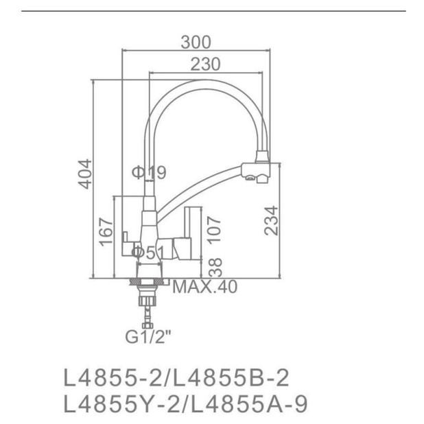 Смеситель для кухни Ledeme L4855-2