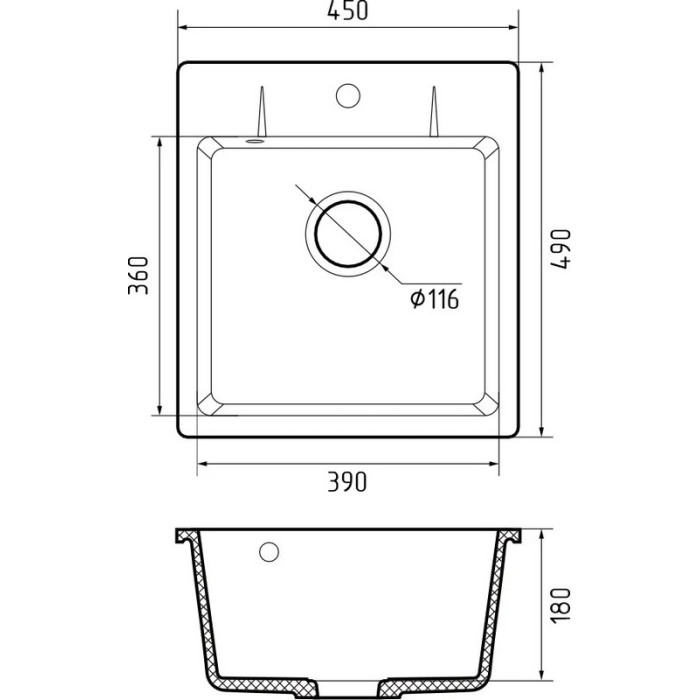 Мойка кухонная GF-UR-245 (белый)