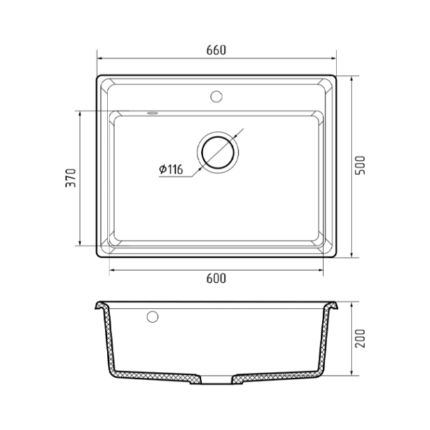 Мойка кухонная GRANFEST GF-LV-660 (иней)
