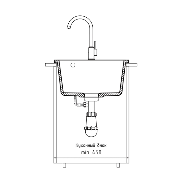 Мойка кухонная GF-UR-644 (темно-серый)