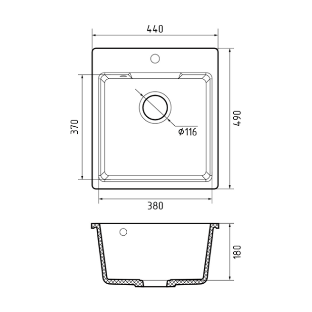 Мойка кухонная GF-UR-644 (белый)