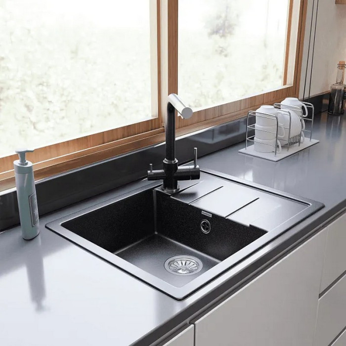 Мойка кухонная GRANFEST GF - Q650L чаша слева черный (выставочный образец)