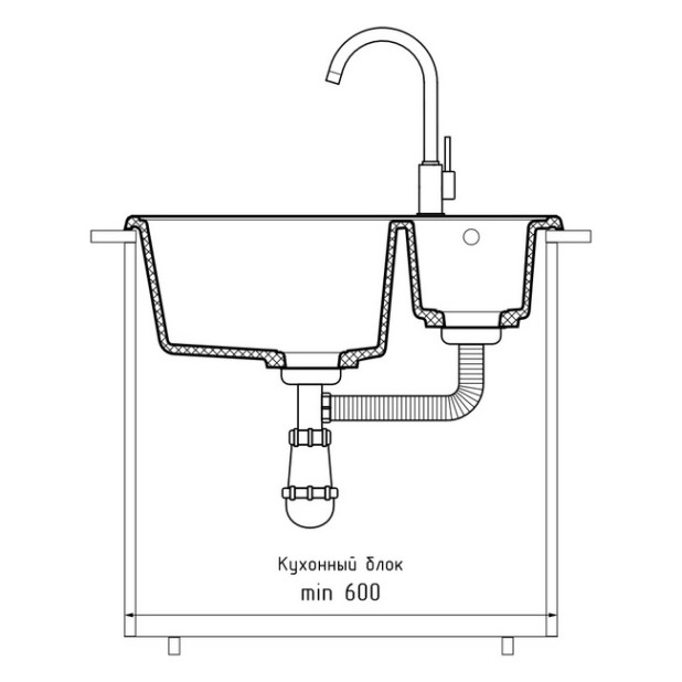 Мойка кухонная GRANFEST QUARZ Z-09 (темно-серый)