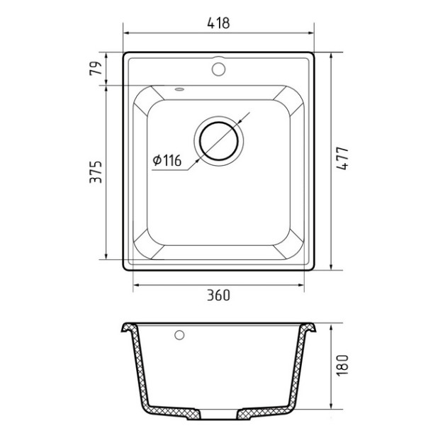 Мойка кухонная GRANFEST QUARZ Z-17 (темно-серый)